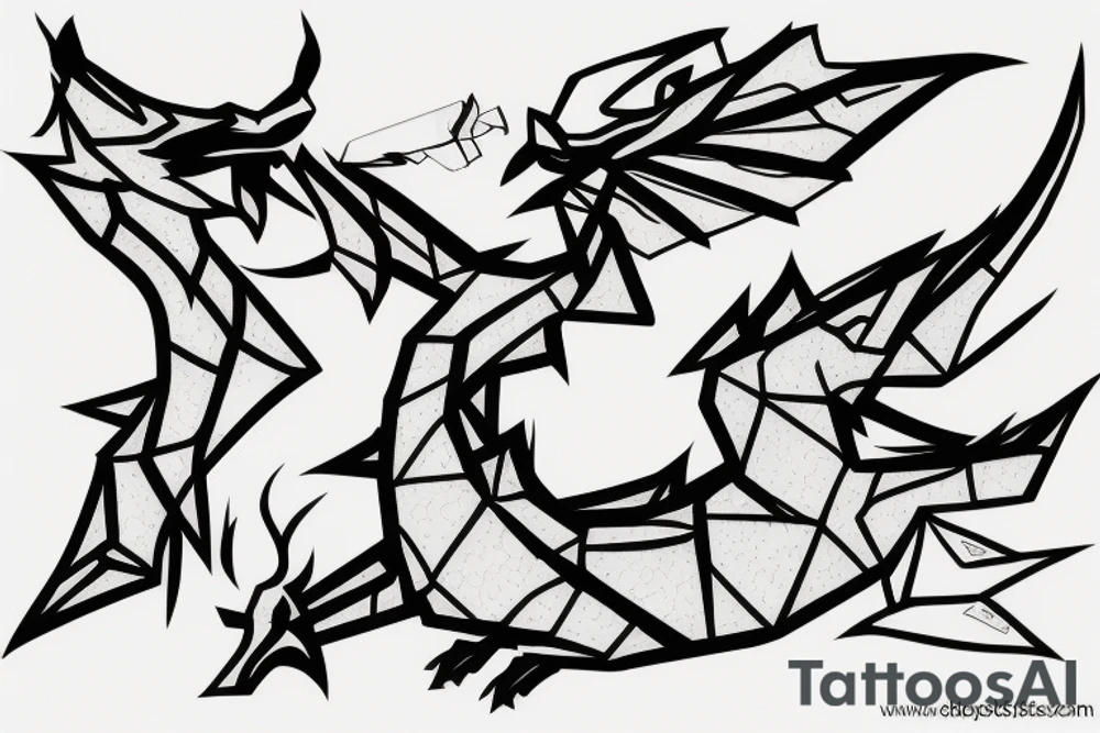 Simple cute paper dragon origami tattoo idea