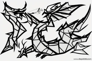 Simple cute paper dragon origami tattoo idea