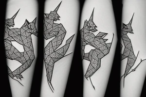 Simple cute paper dragon origami tattoo idea