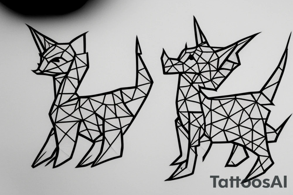 Simple cute paper dragon origami tattoo idea