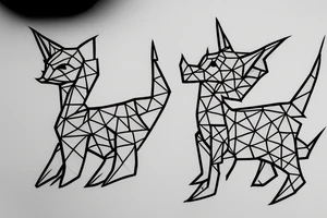 Simple cute paper dragon origami tattoo idea