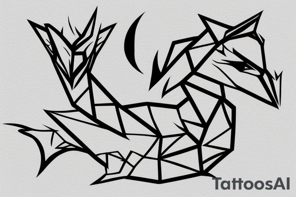 Simple cute paper dragon origami tattoo idea
