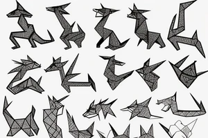 Simple cute paper dragon origami tattoo idea
