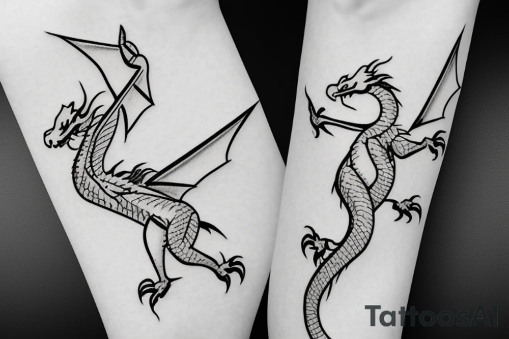 Simple cute flying paper dragon origami tattoo idea
