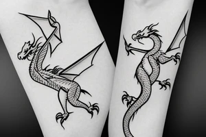 Simple cute flying paper dragon origami tattoo idea