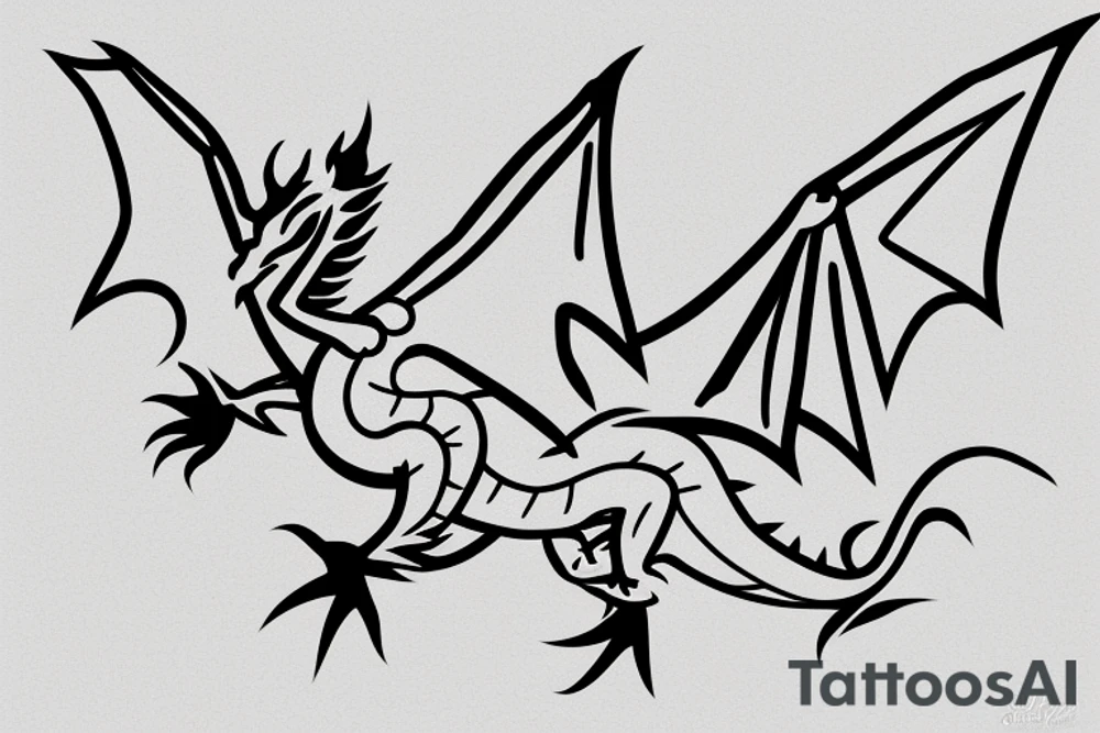 Simple cute flying paper dragon origami tattoo idea