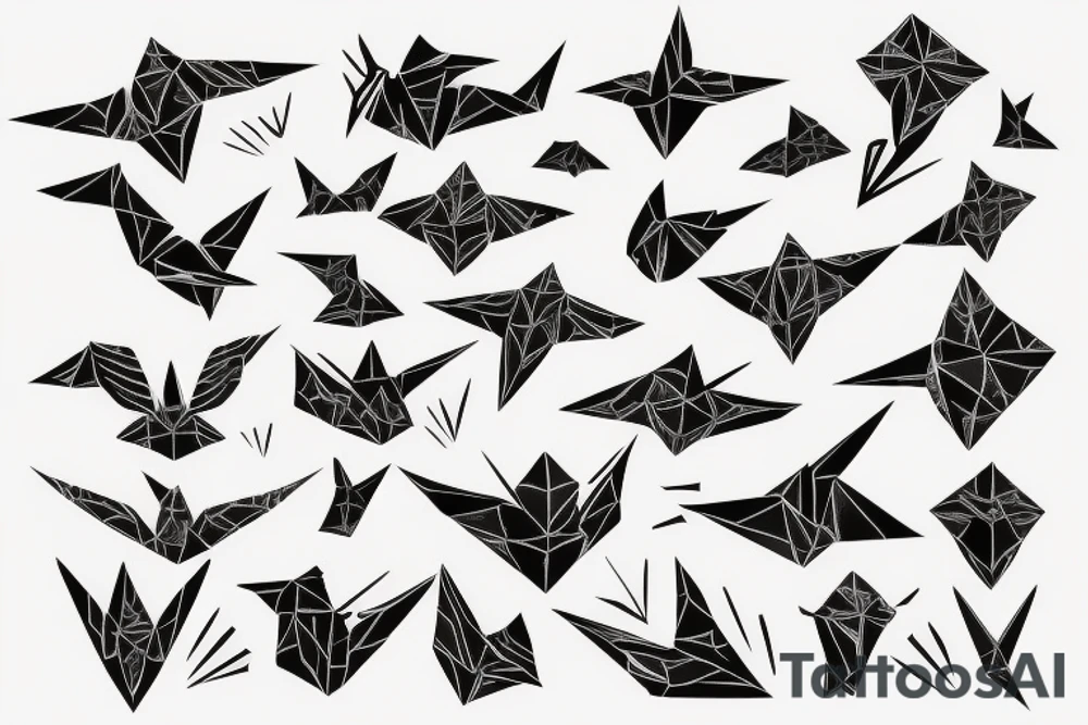 Simple cute flying paper dragon origami tattoo idea