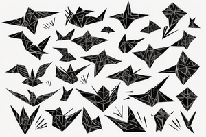 Simple cute flying paper dragon origami tattoo idea