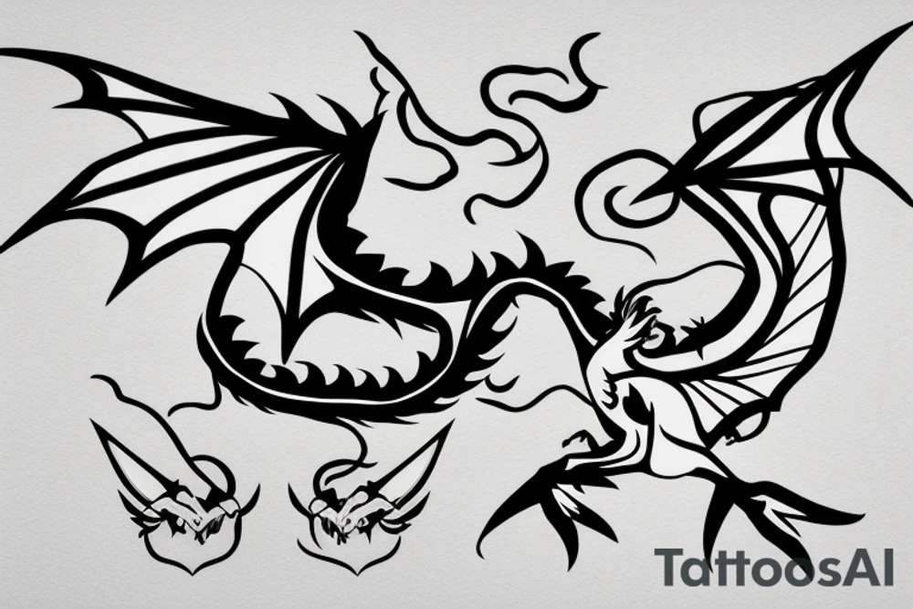 Simple cute flying paper dragon origami tattoo idea