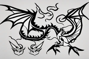 Simple cute flying paper dragon origami tattoo idea