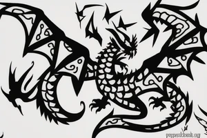 Simple cute flying paper dragon origami tattoo idea
