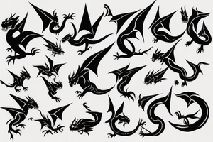 Simple cute flying paper dragon origami tattoo idea