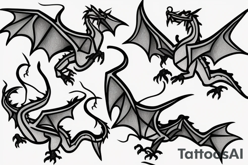 Simple cute flying paper dragon origami tattoo idea