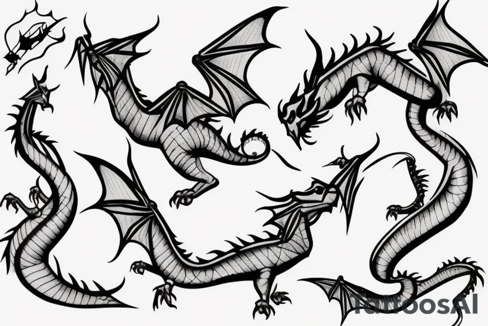 Simple cute flying paper dragon origami tattoo idea