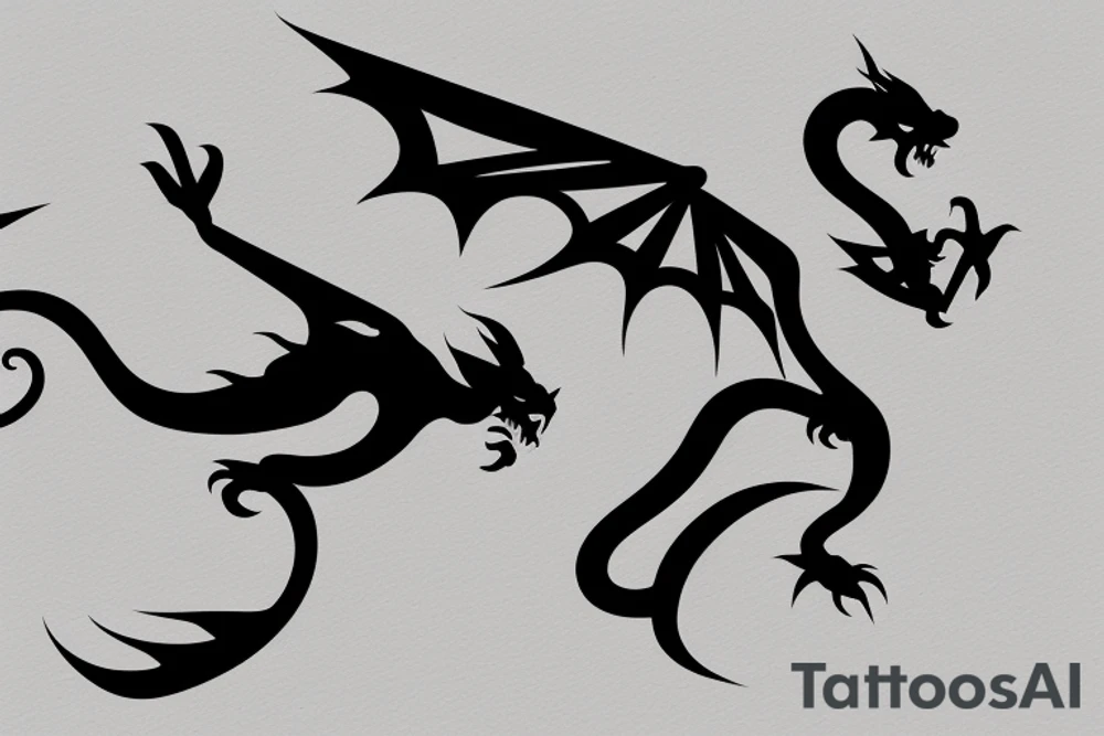 Simple cute flying paper dragon origami tattoo idea