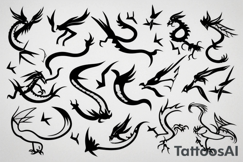 Simple cute flying paper dragon origami tattoo idea