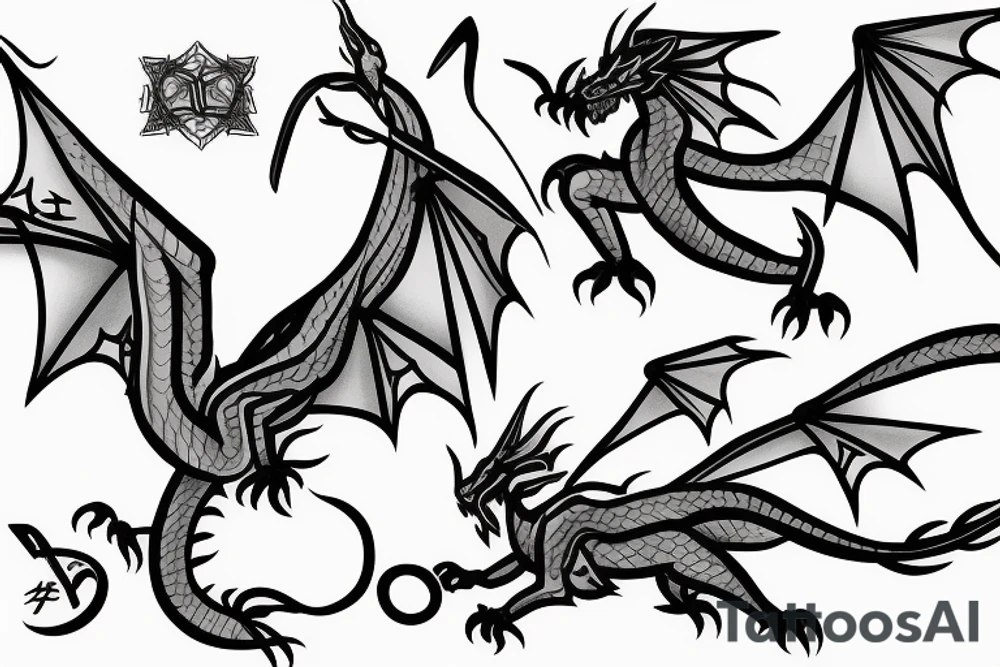 Simple cute flying paper dragon origami tattoo idea