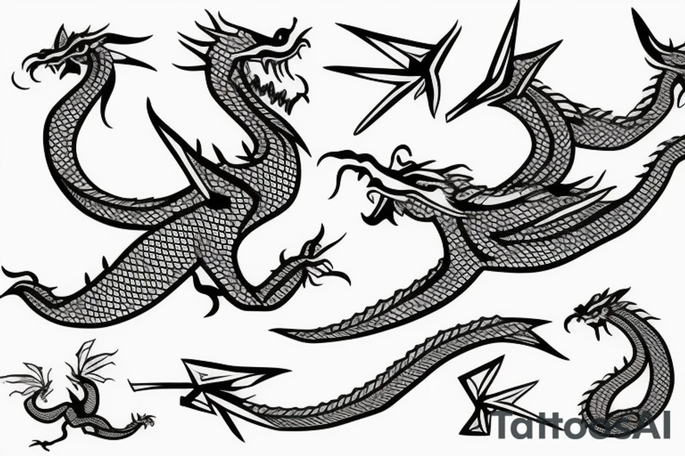 Simple cute flying paper dragon origami tattoo idea
