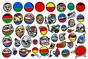 fat man nuclear bomb blue red yellow green white tattoo idea