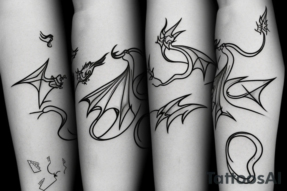 Simple cute flying paper dragon origami tattoo idea