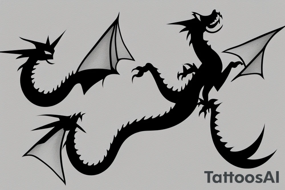 Simple cute flying paper dragon origami tattoo idea