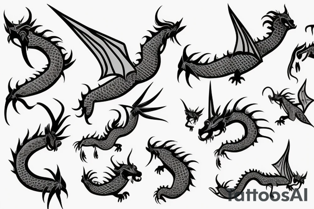 Simple cute flying paper dragon origami tattoo idea