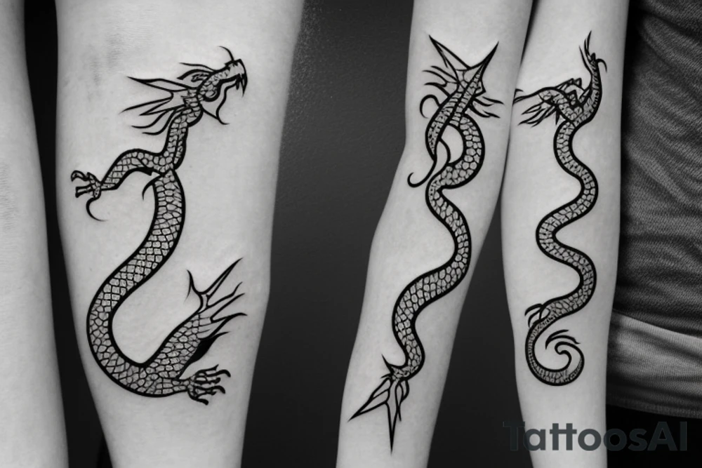 Simple cute flying paper dragon origami tattoo idea