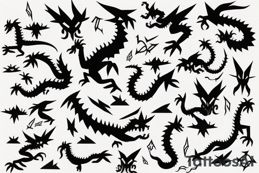 Simple cute flying paper dragon origami tattoo idea