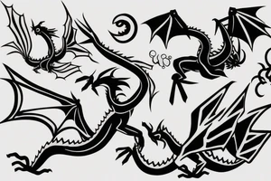 Simple cute flying paper dragon origami tattoo idea