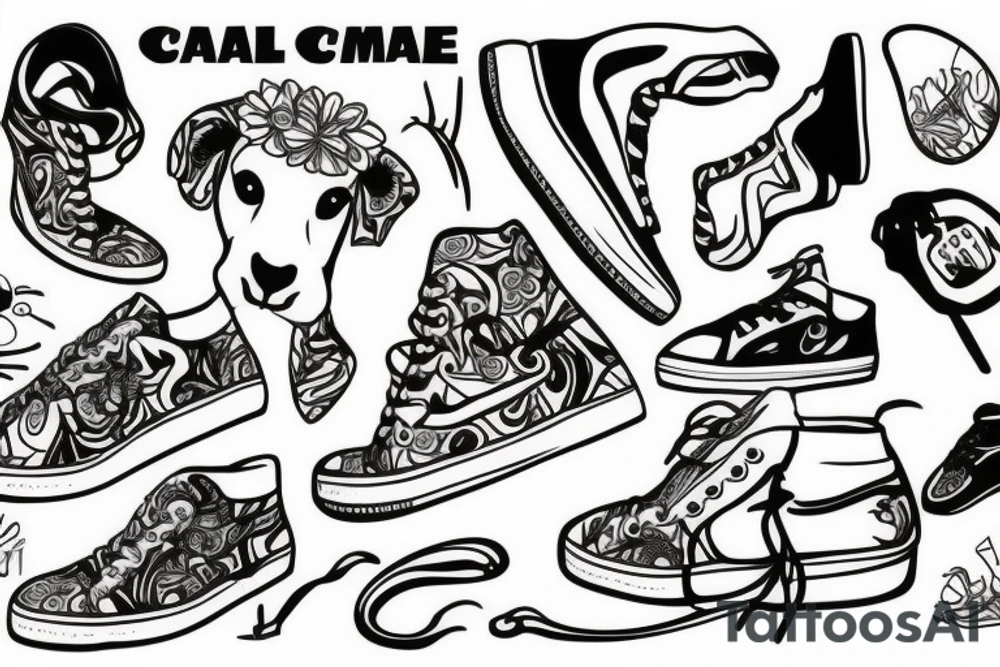 camel with sneakers tattoo idea