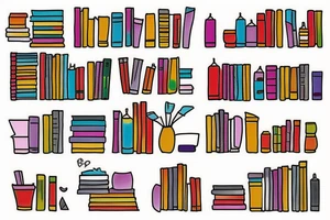 colorful bookshelf tattoo idea