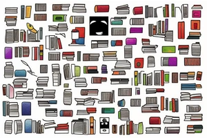 colorful bookshelf tattoo idea