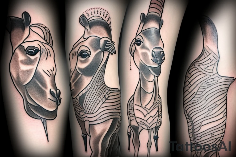a camel in sneakers with a tattoo at the zoo tattoo idea