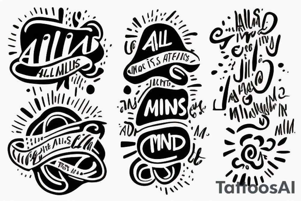 "ALL IS MIND" from top to bottom, in a modern minimal font tattoo idea