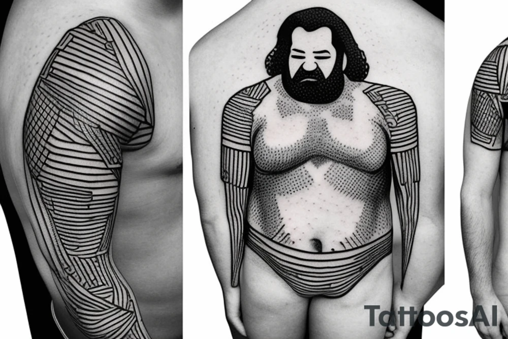 Bud Spencer Torso in lines and dots tattoo idea