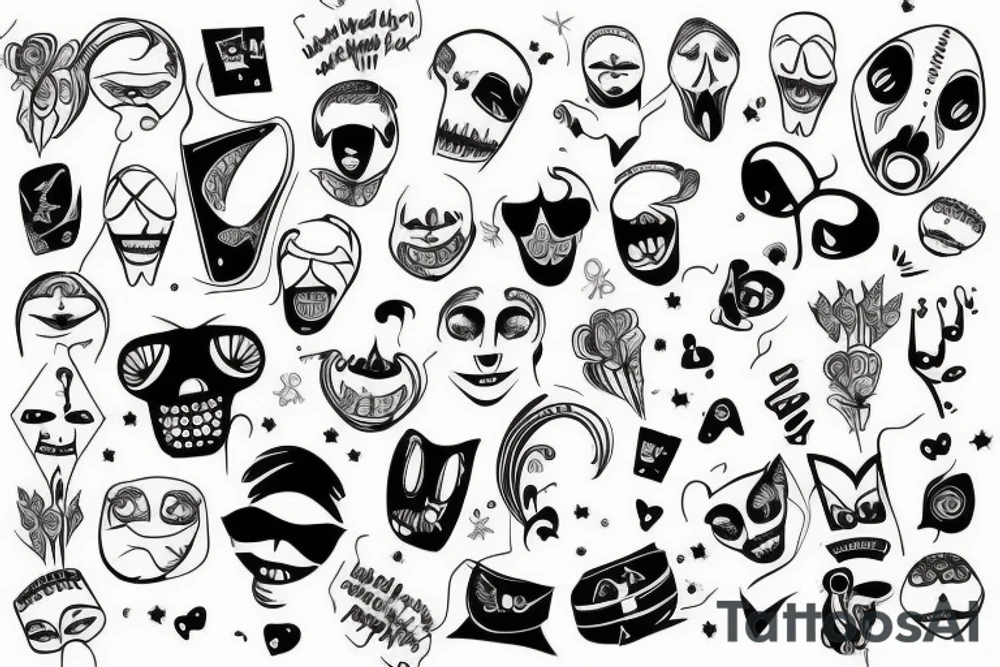 Make an positive formal tatoo, to cover up a sad and happy theater masks tatoo on my forearm tattoo idea