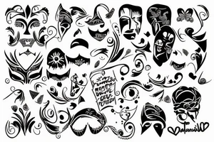 Make an positive formal tatoo, to cover up a sad and happy theater masks tatoo on my forearm tattoo idea