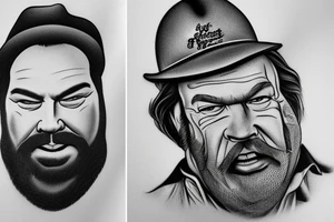 Bud Spencer, Portrait, realistic, wearing a hat tattoo idea