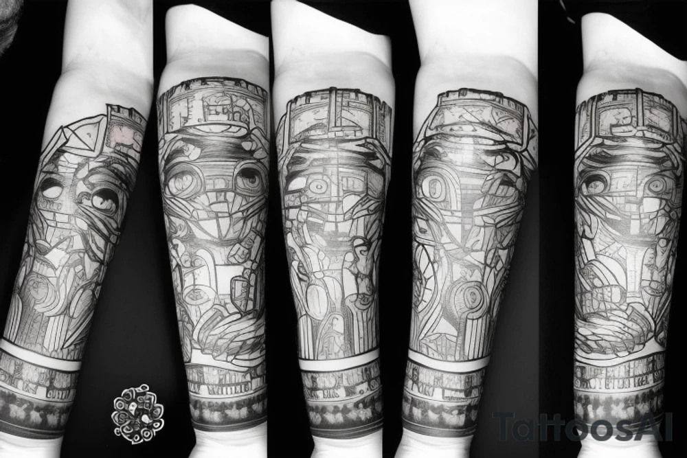 Make an positive drum and bass inspirerad tatoo, to cover up a sad and happy theater masks tatoo on my forearm tattoo idea