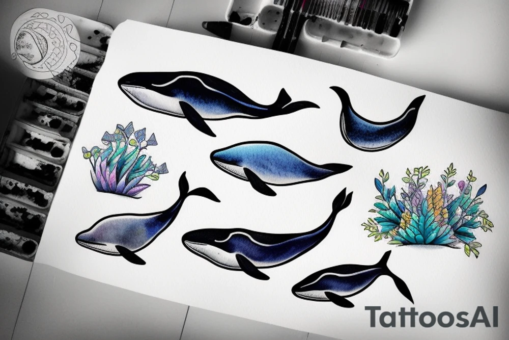 Beautiful happy Whale tattoo idea