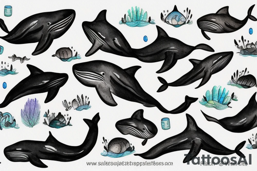 Beautiful happy Whale tattoo idea
