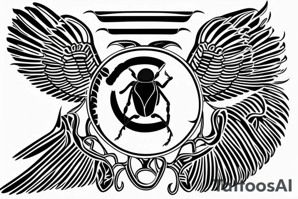 The Egyptian symbol of A dung beetle, wings out, holding up the sun tattoo idea The Egyptian symbol of A dung beetle, wings out, holding up the sun tattoo idea