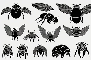 The Egyptian symbol of A dung beetle, wings out, holding up the sun tattoo idea
