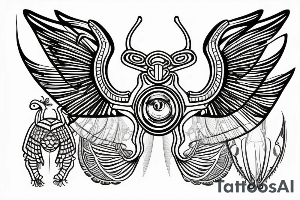 The Egyptian symbol of the dung beetle, wings out, holding up the sun. tattoo idea The Egyptian symbol of the dung beetle, wings out, holding up the sun. tattoo idea