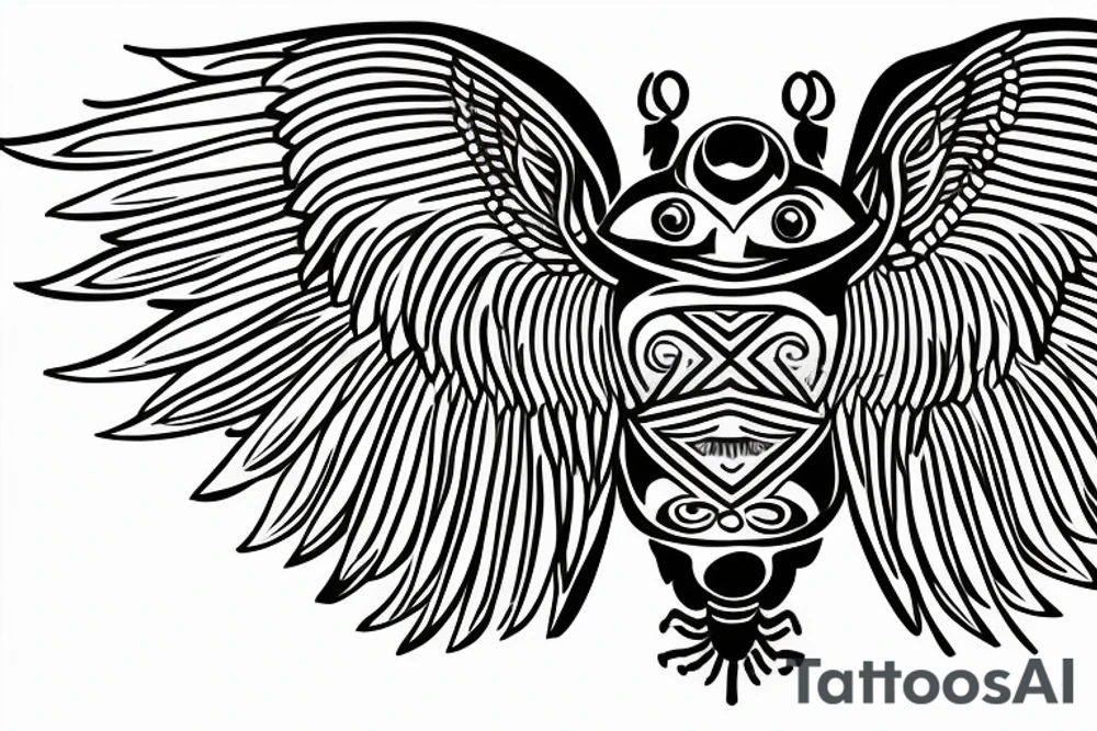 The Egyptian symbol of the dung beetle, wings out, holding up the sun. tattoo idea