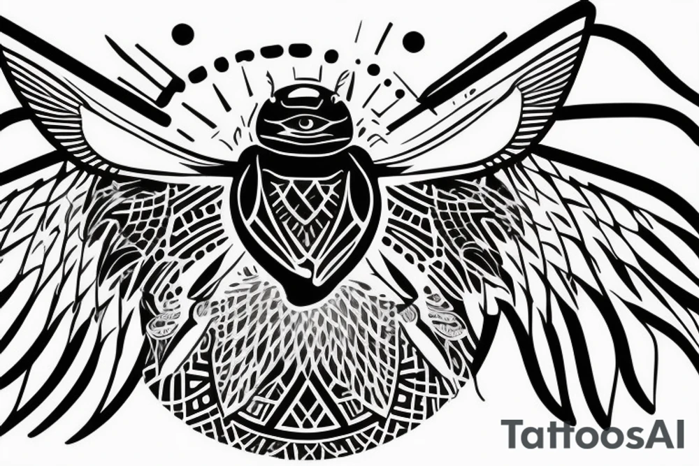 The Egyptian symbol of the dung beetle, wings out, holding up the sun. tattoo idea