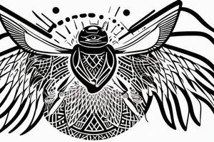 The Egyptian symbol of the dung beetle, wings out, holding up the sun. tattoo idea