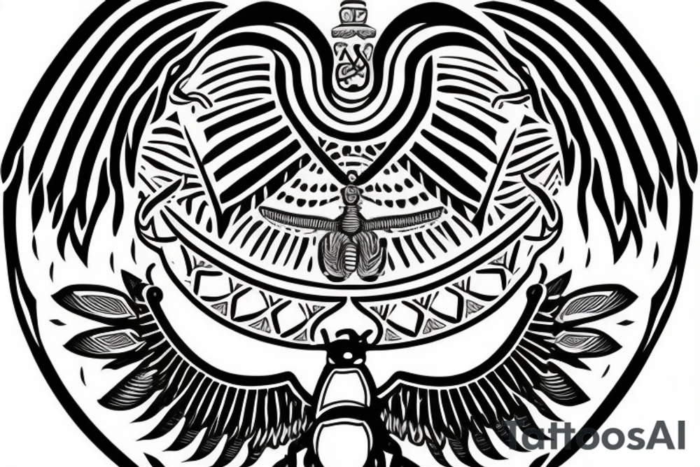 Thetraditional  Egyptian symbol of the dung beetle, wings out, holding up the sun. tattoo idea