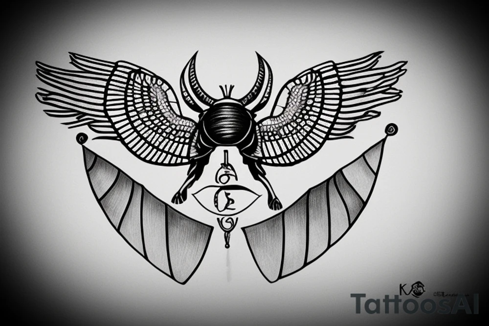 The traditional  Egyptian symbol of the dung beetle, wings out, holding up the sun. tattoo idea