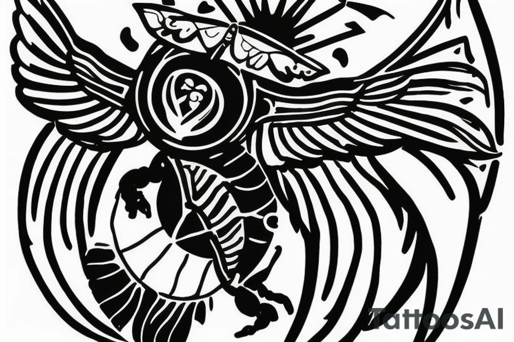 The traditional  Egyptian symbol of the dung beetle, wings out, holding up the sun. tattoo idea